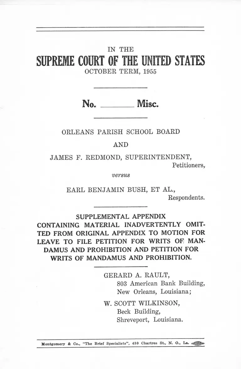 Orleans Parish School Board v. Bush Supplemental Appendix preview