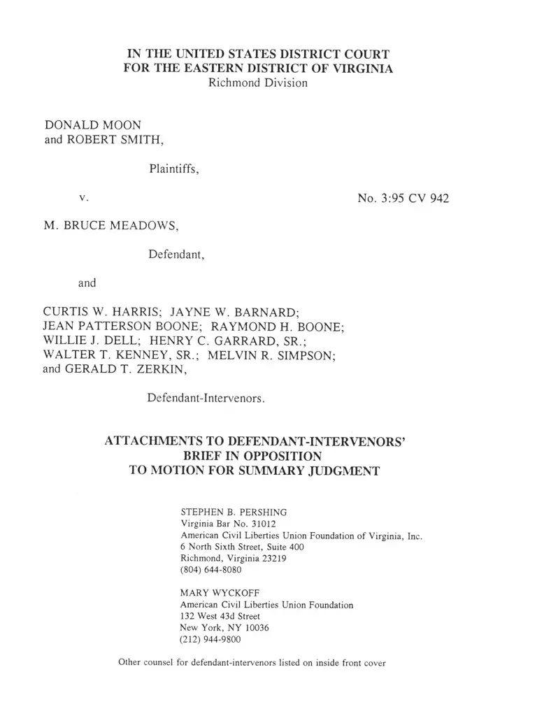 Moon v. Meadows Attachments to Defendant-Intervenors' Brief preview
