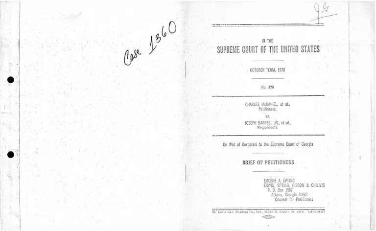 McDaniel v Barresi, Jr. Brief of Petitioners preview