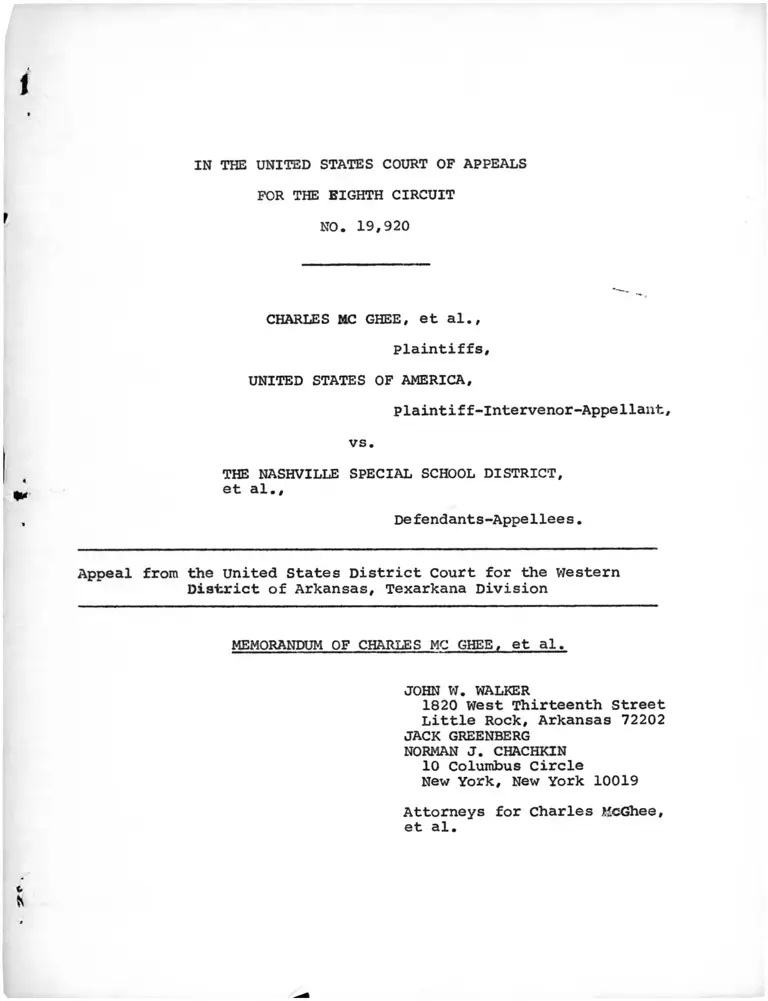 McGhee v. The Nashville Special School District Memorandum preview