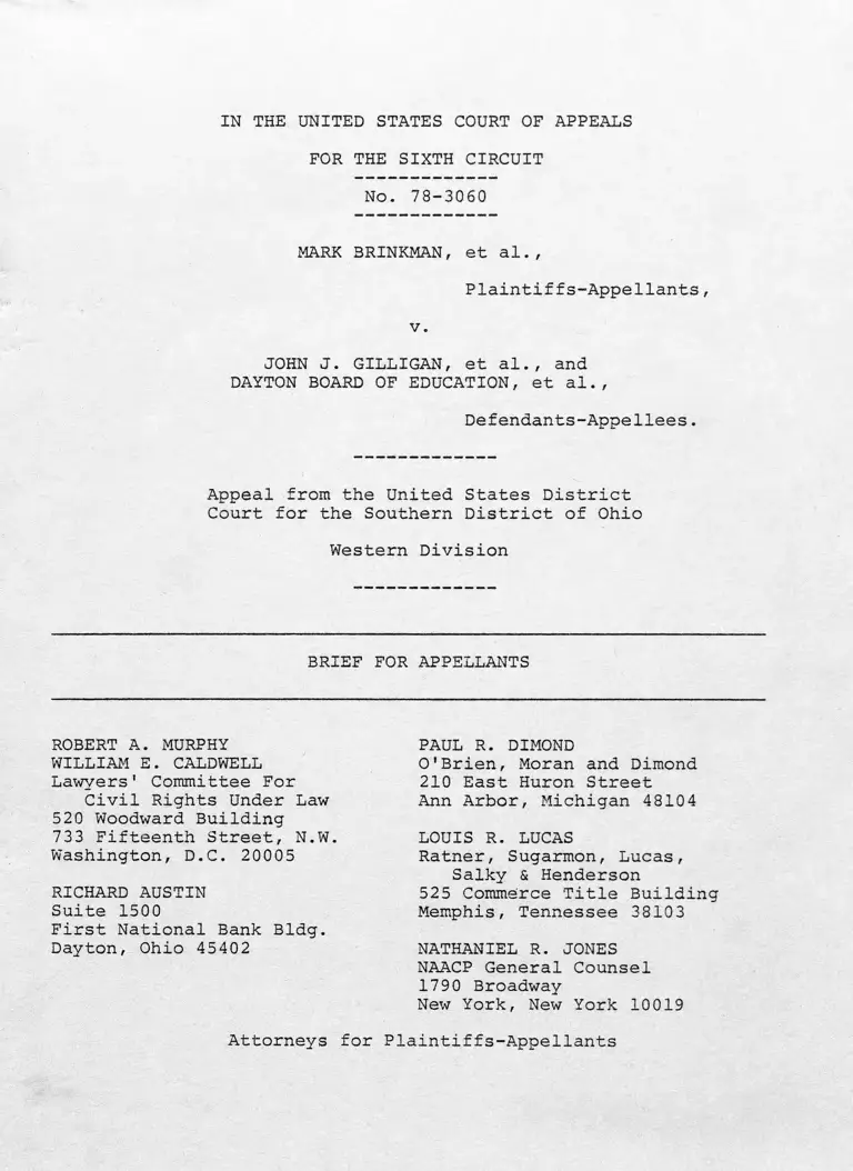 Brinkman v. Gilligan Brief for Appellants preview