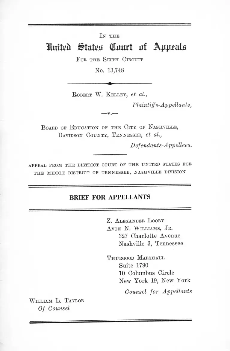 Kelley v. Metropolitan County Board of Education of Nashville and Davidson County, TN Brief for Appellants preview