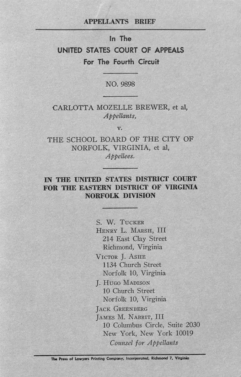 Brewer v. School Board of the City of Norfolk, Virginia Appellants Brief preview