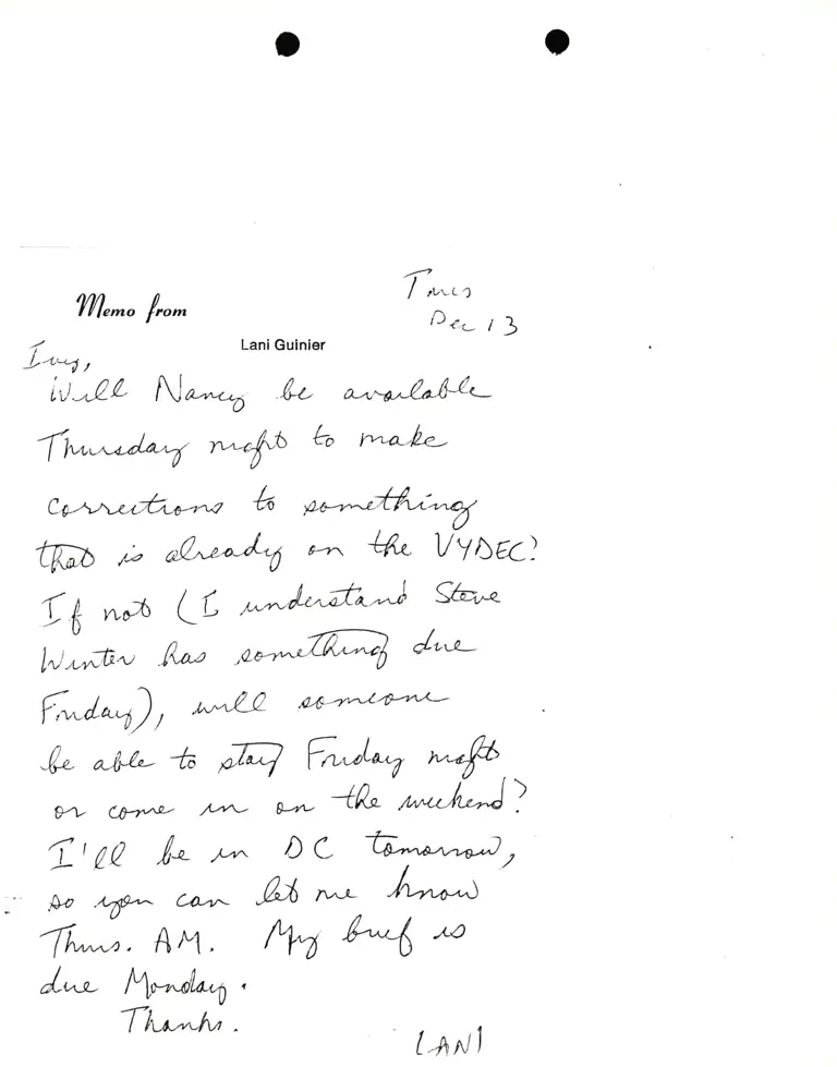 Memorandum from Lani Guinier to Ivy preview