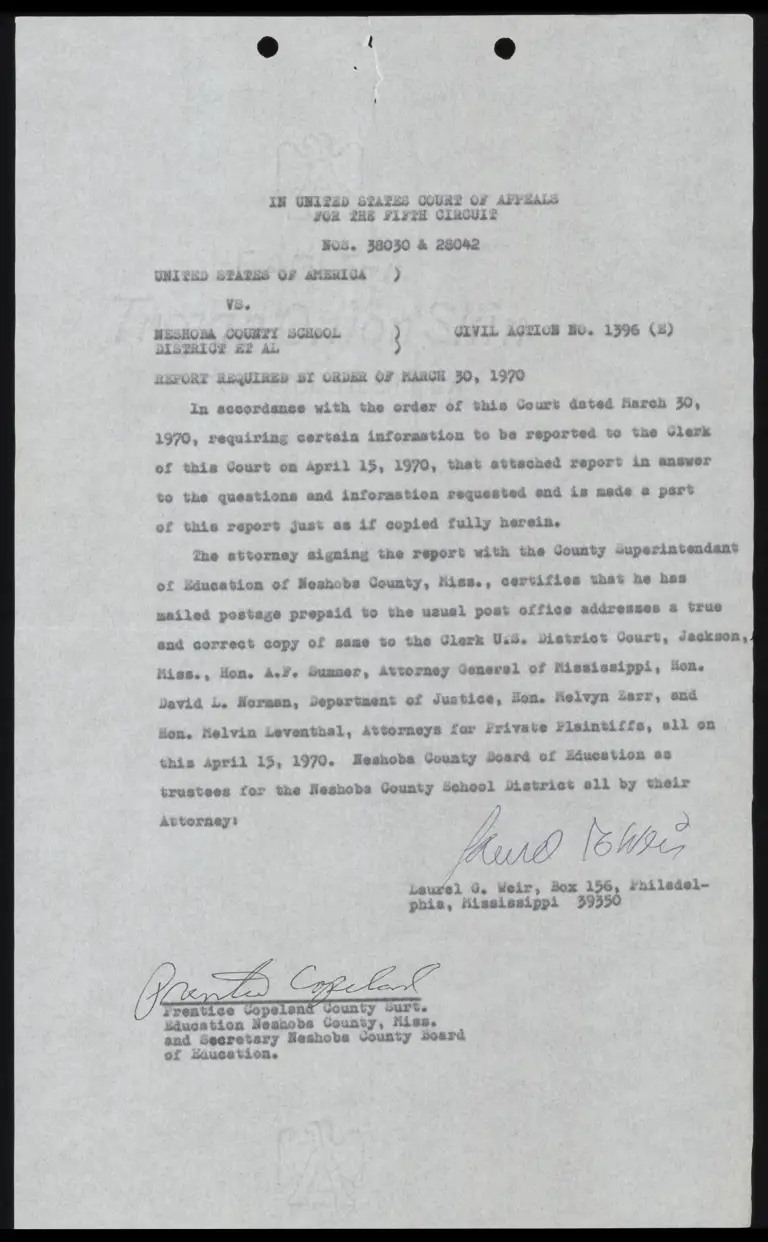 Report Required by Order of March 30, 1970 preview