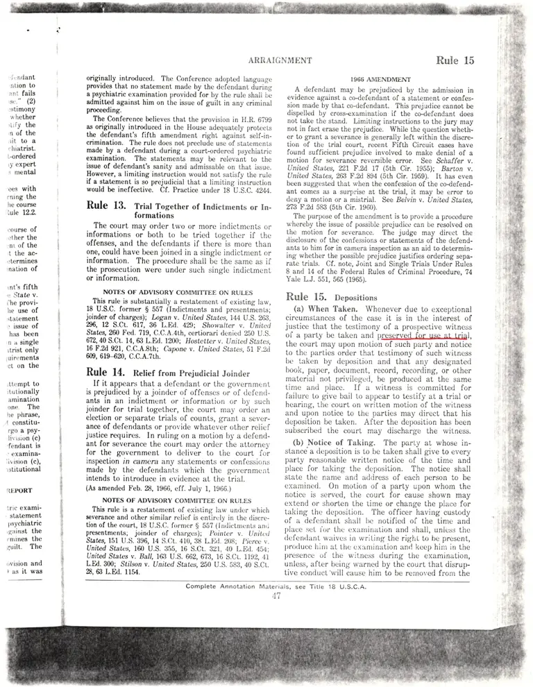 Legal Research on Rule 15 (Depositions) preview