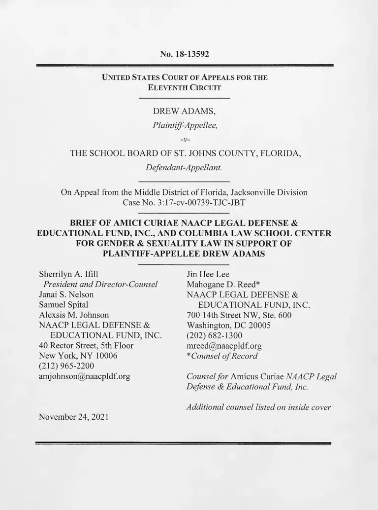 Adams v. School Board of St. Johns County, FL Brief of Amici Curiae LDF and Columbia Law School Center for Gender and Sexuality Law in Support of Plaintiff-Appellee preview