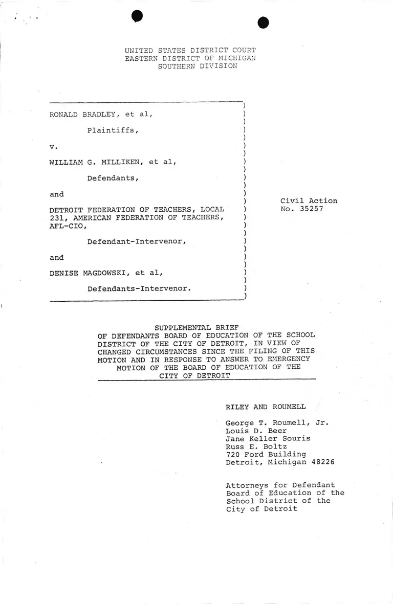 Supplemental Brief to Motion and in Response to Answer to Emergency Motion preview