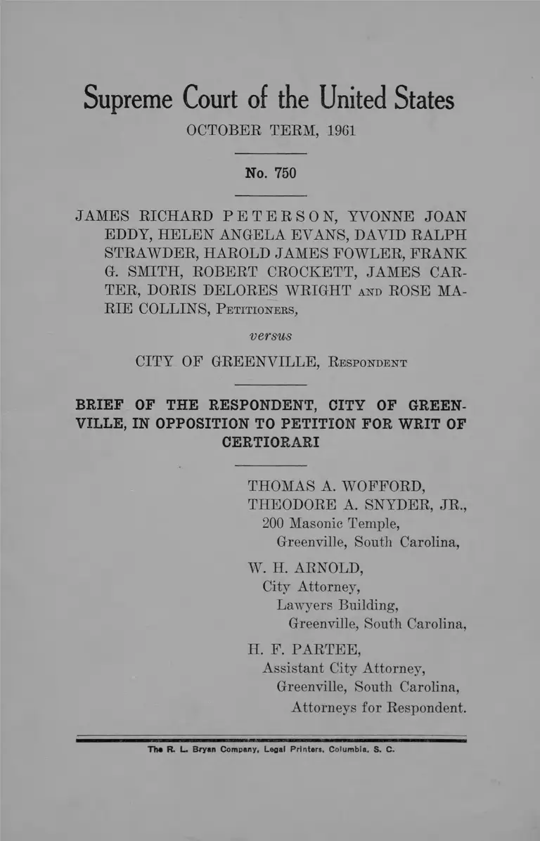 Peterson v. City of Greenville, South Carolina Brief of Respondent preview