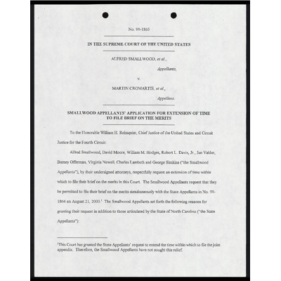 Smallwood Appellants' Application for Extension of Time to File Brief on the Merits with Certificate of Service preview