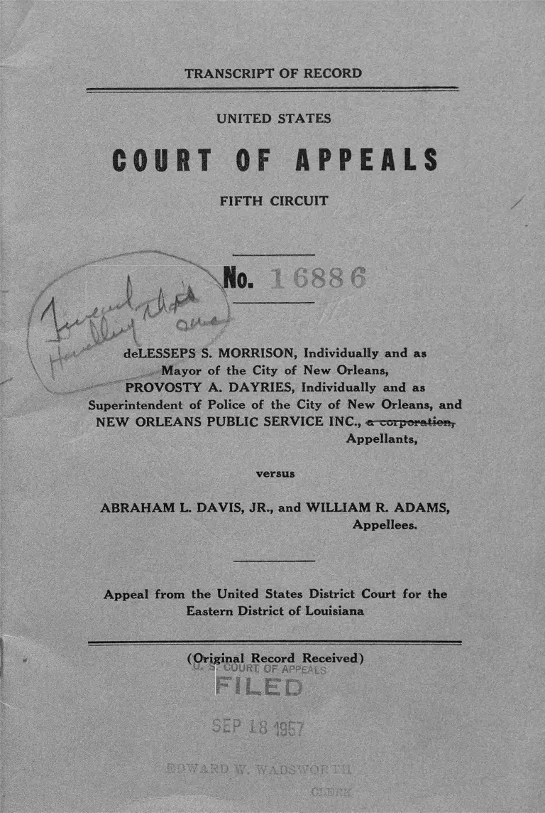 Morrison v. Davis Transcript of Record preview