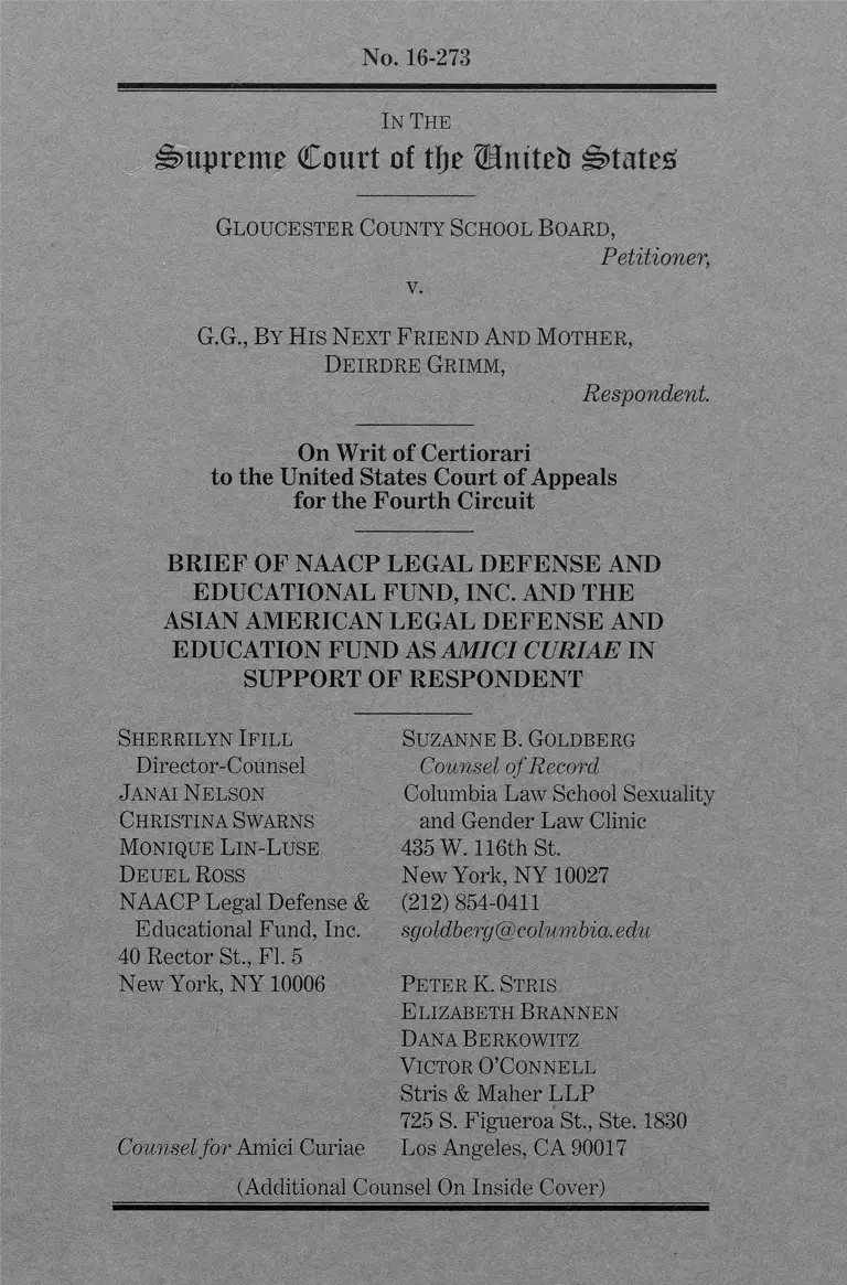 Gloucester County School Board v. G.G. Brief Amici Curiae preview