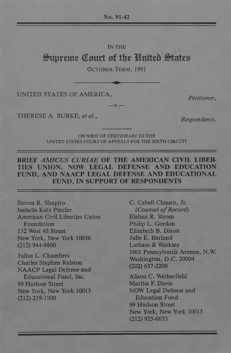United States v. Burke Brief Amicus Curiae in Support of Respondents preview