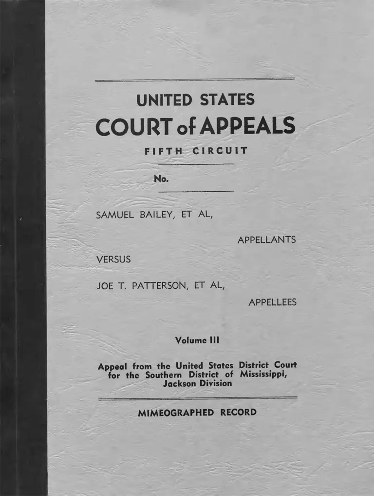Bailey v. Patterson Mimeographed Record Vol. III preview