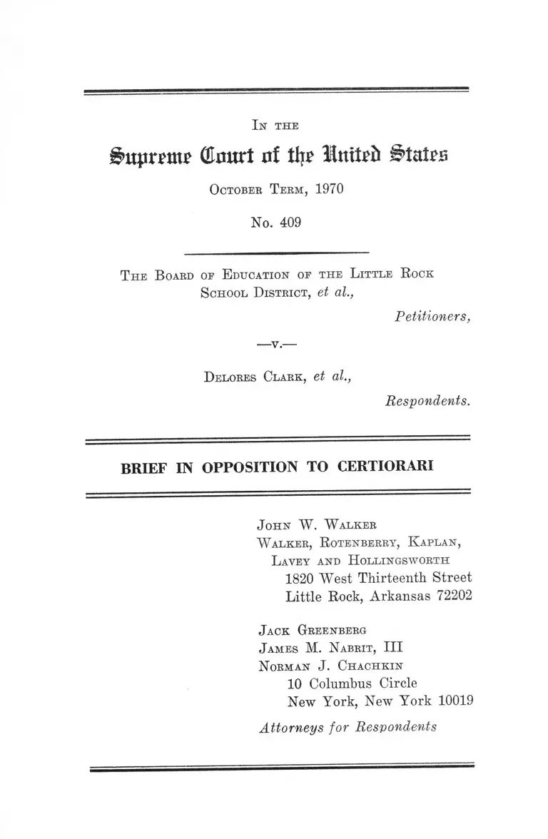 The Board of Education of the Little Rock School District v. Clark Brief in Opposition to Certiorari preview