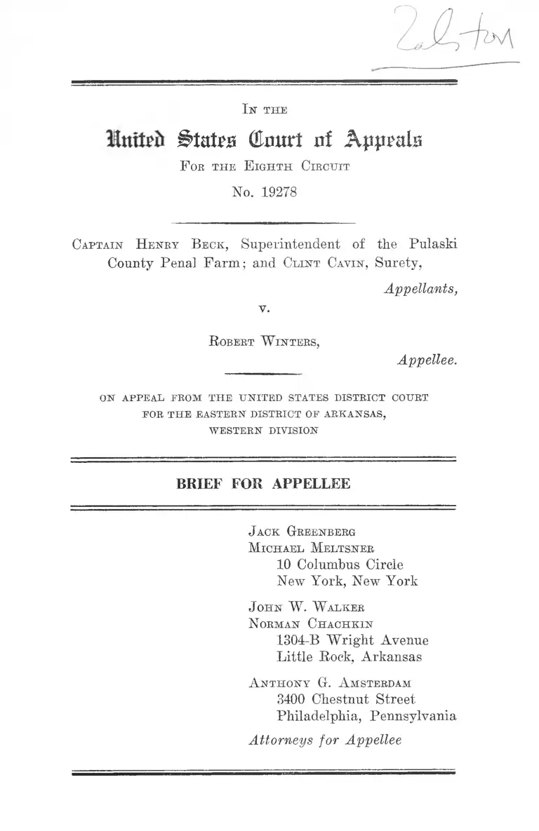 Beck v. Winters Brief for Appellee preview