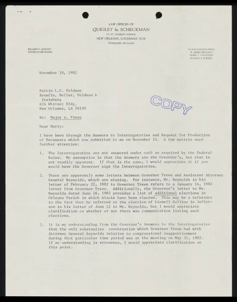 Correspondence from Kellogg to Feldman preview