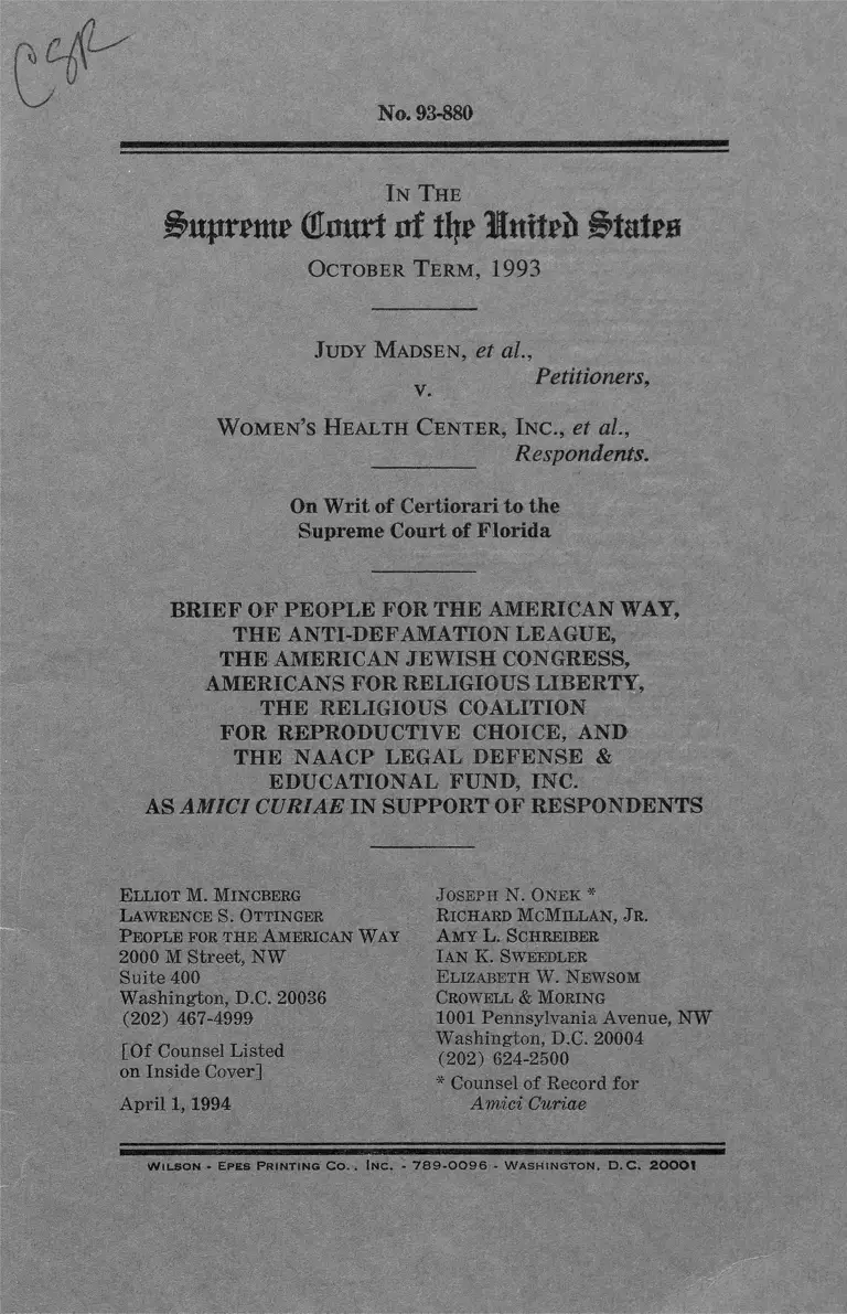 Madsen v. Women's Health Center, Inc. Brief Amici Curiae preview