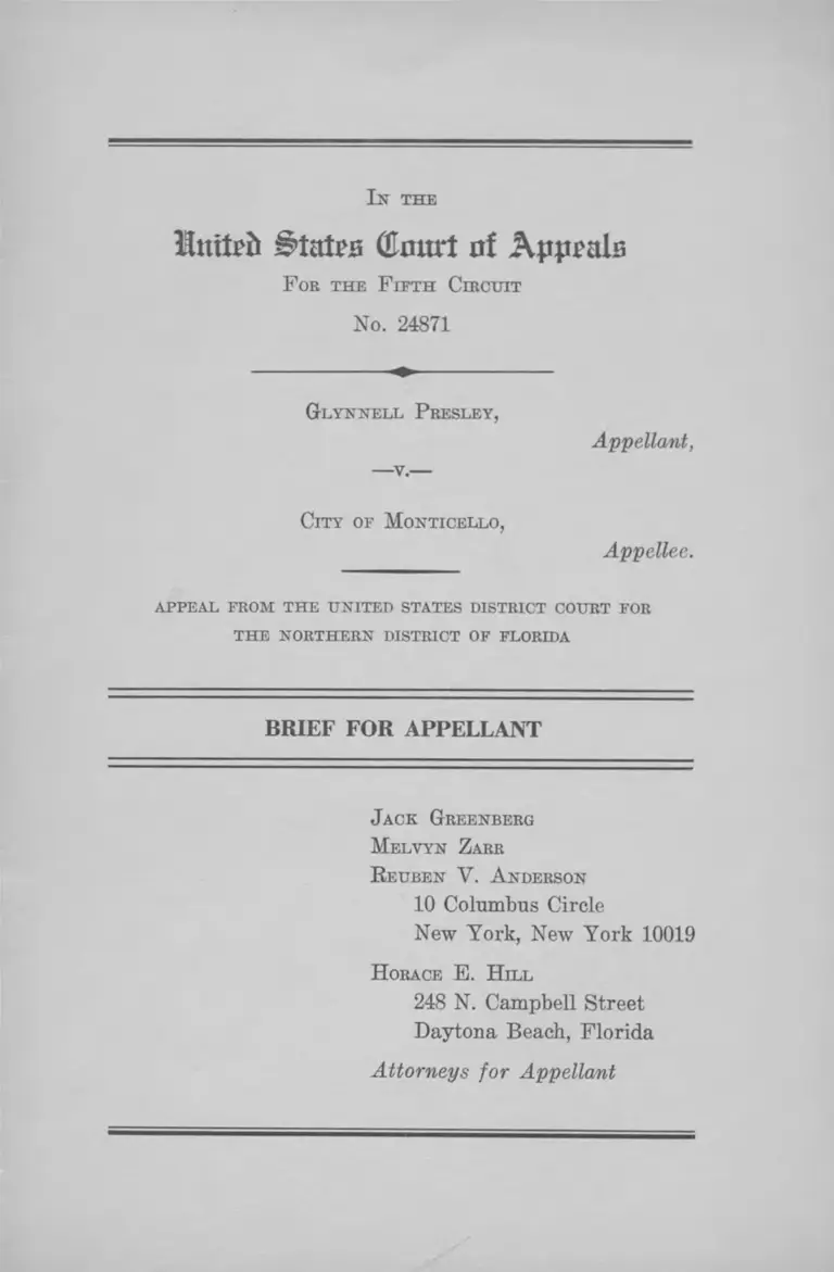 Presley v. City of Monticello Brief of Appellant preview