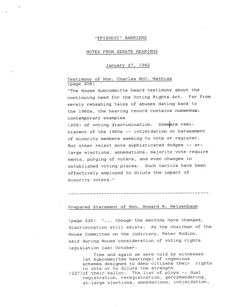 Episodic Barriers (Notes from Senate Hearings) preview