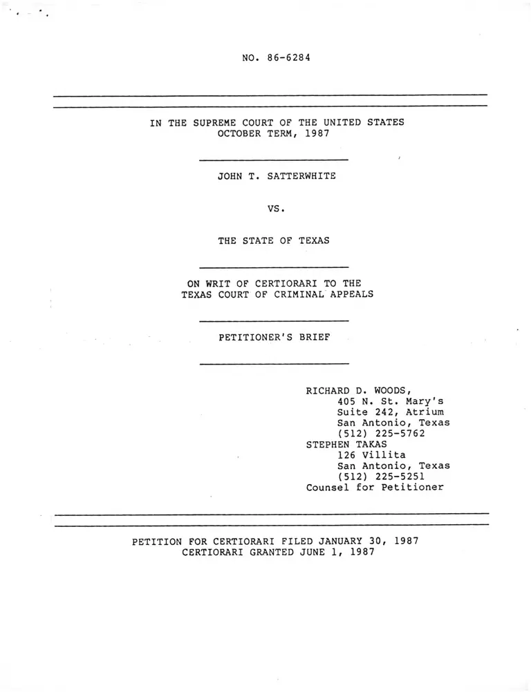 Satterwhite v TX Petitioners Brief preview