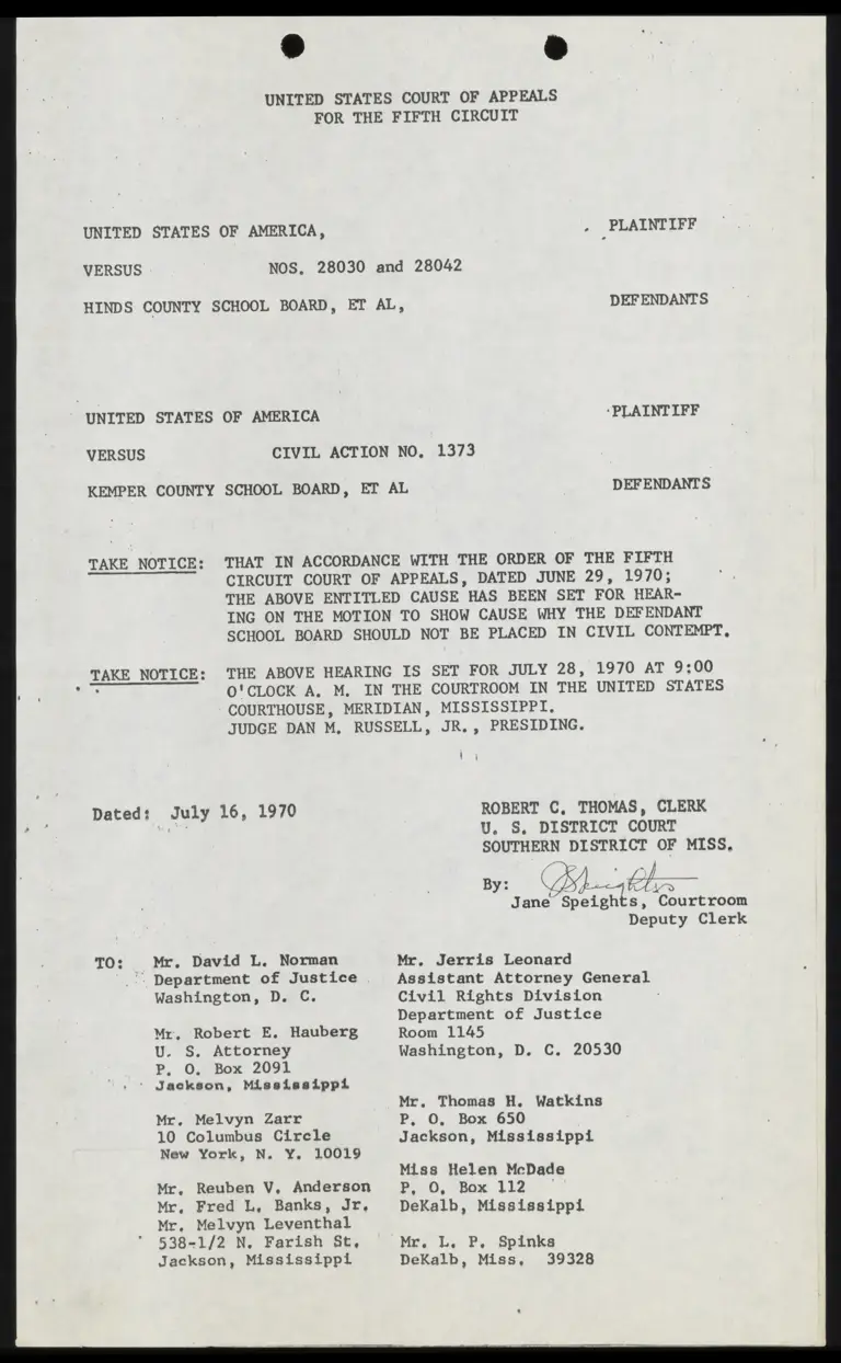 United States v. Kemper County Notice of Hearing preview