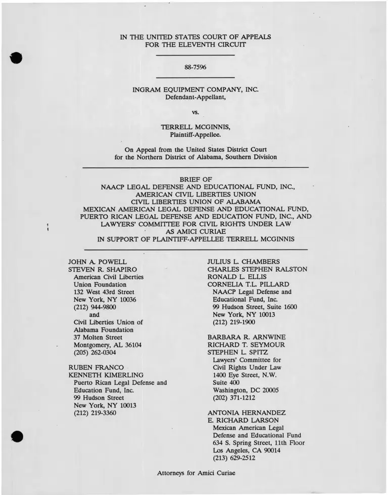Ingram Equipment Company, Inc. McGinnis Brief Amici Curiae in Support of Plaintiff-Appellee preview