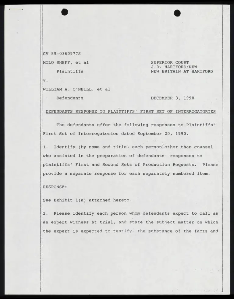 Defendants Response to Plaintiffs' First Set of Interrogatories preview
