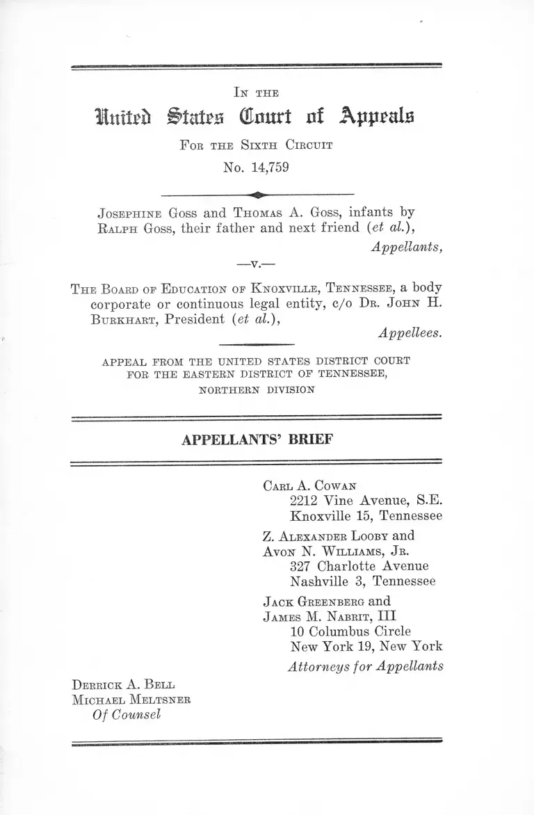 Goss v. Knoxville, TN Board of Education Appellants' Brief preview