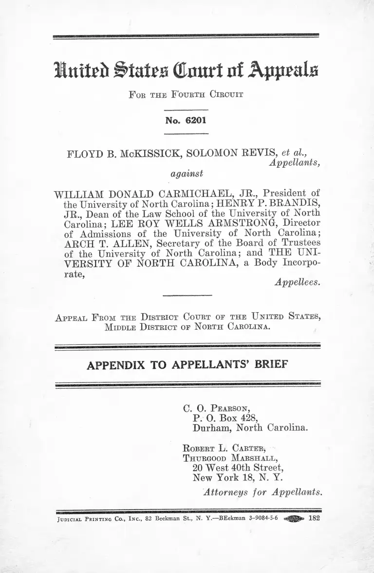 McKissick v. Carmichael Jr. Appendix to Appellants' Brief preview