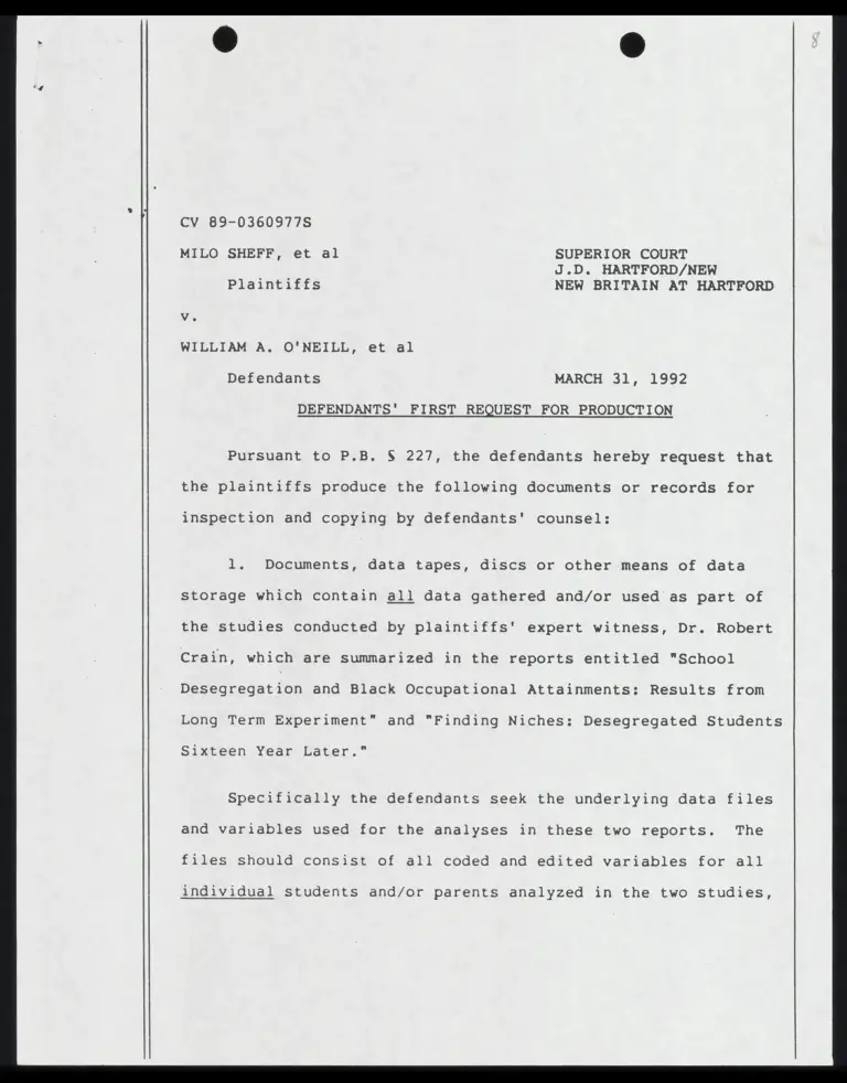 Defendants' First Request for Production preview
