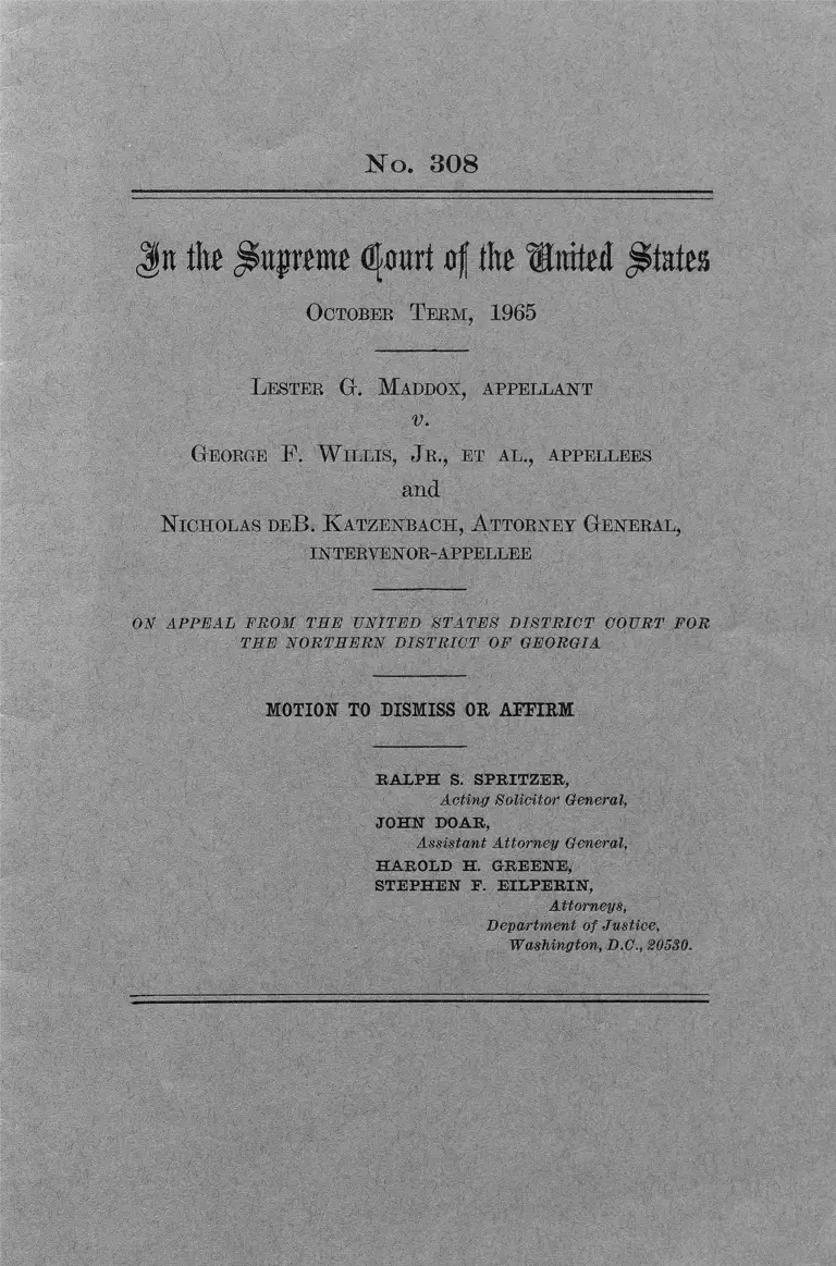 Maddox v. Willis, Jr. Motion to Dismiss or Affirm preview