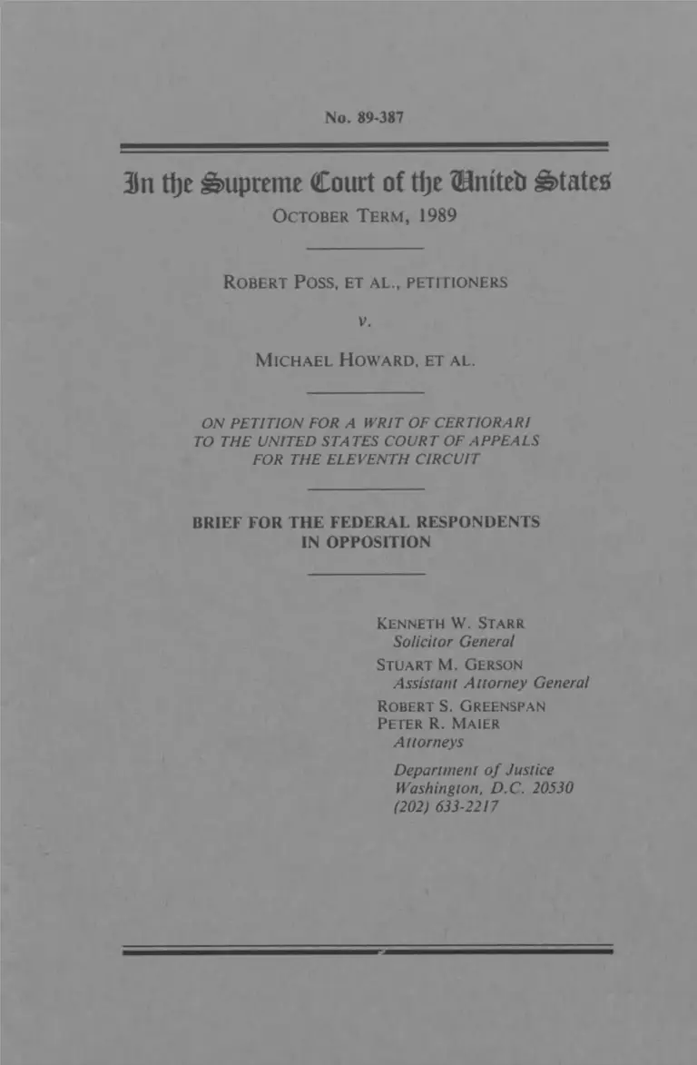 Poss v. Michael Howard Brief for the Federal Respondents in Opposition preview