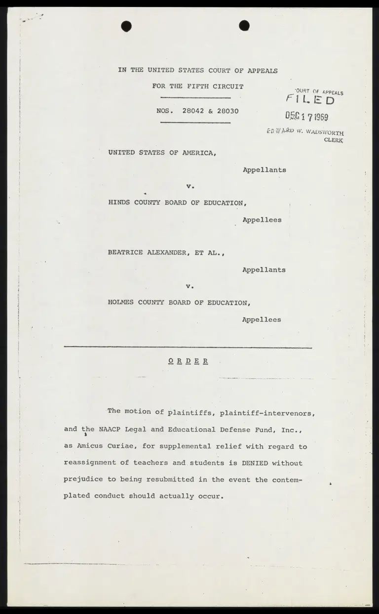 Order Denying Resubmission preview