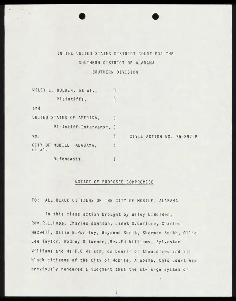 Notice of Proposed Compromise preview