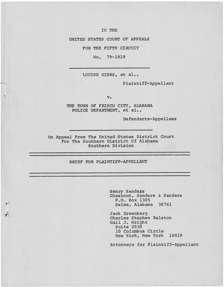 Gibbs v. Frisco City, AL Police Department Brief for Plaintiff-Appellant preview