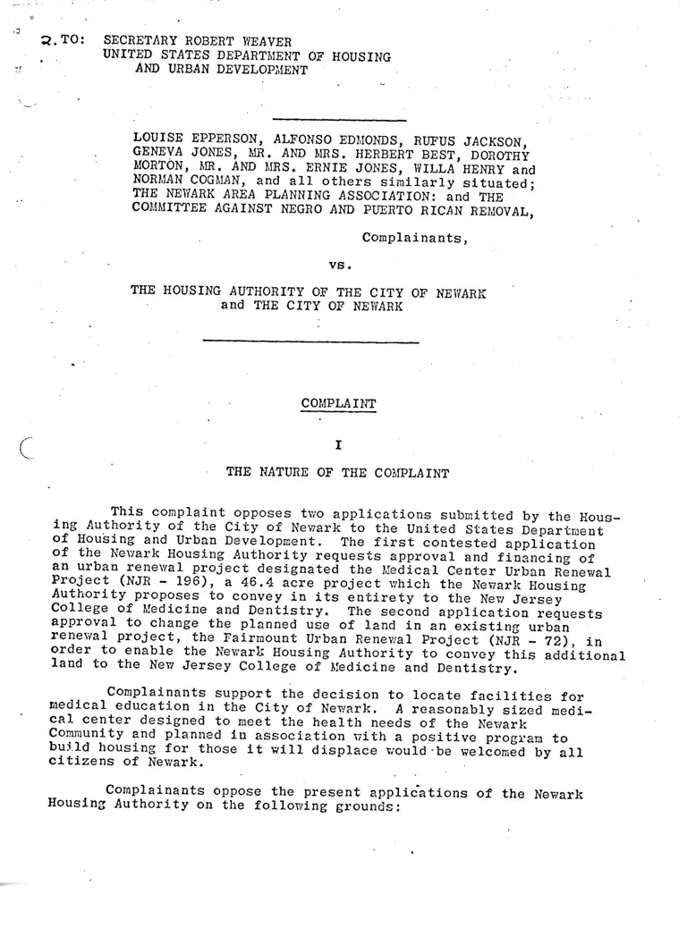Louise Epperson, et al v. the Housing Authority of the City of Newark and the City of Newark preview
