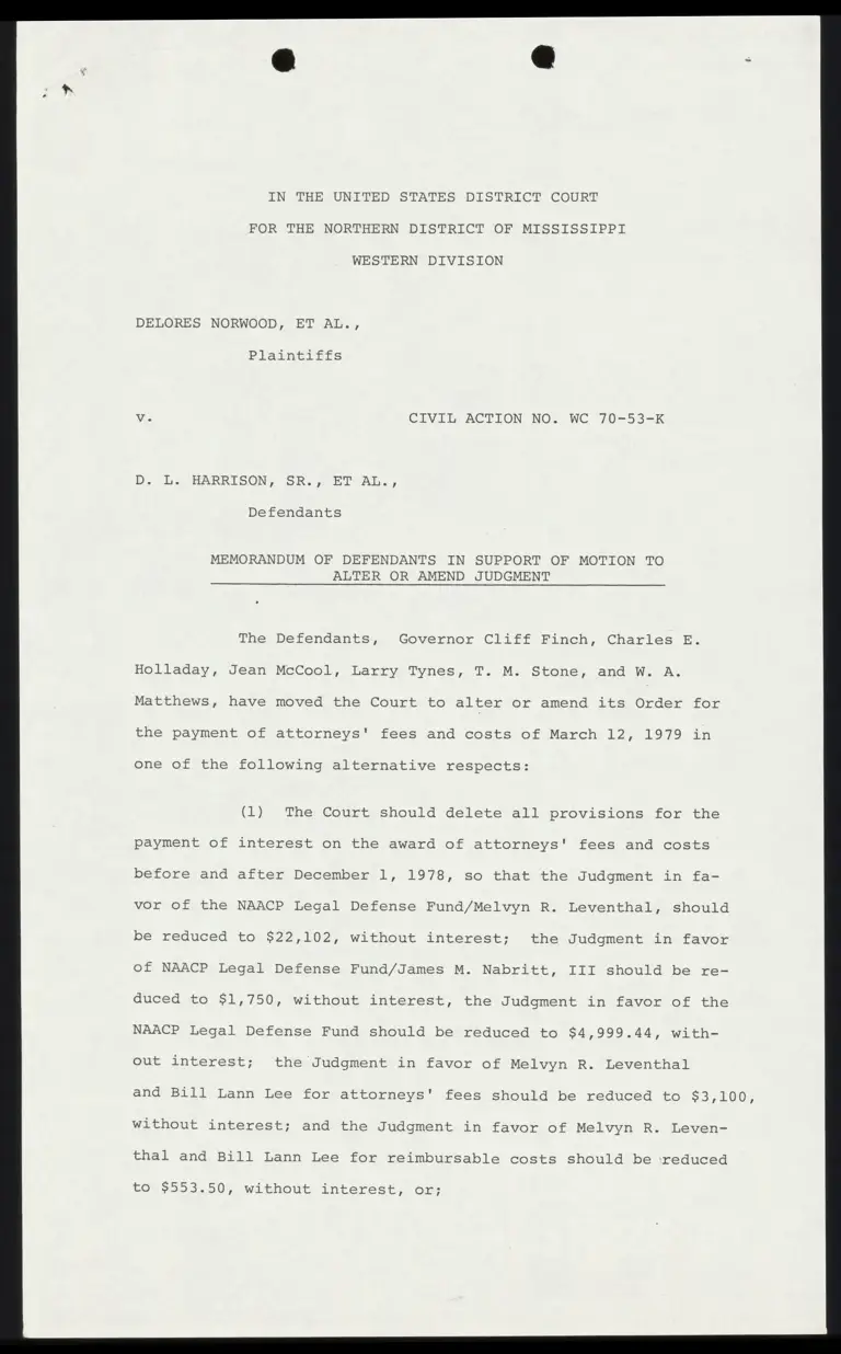 Memorandum of Defendants in Support of Motion to Alter or Amend Judgment preview