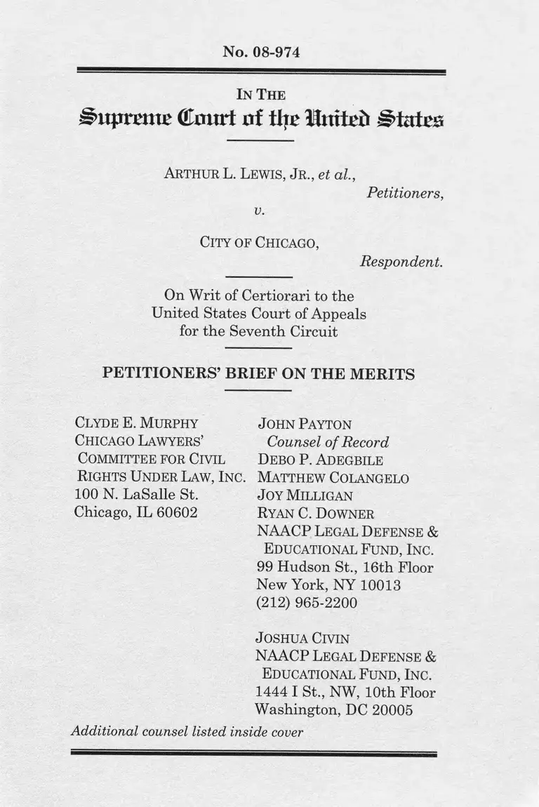 Lewis Jr. v. City of Chicago Petitioners Brief on the Merits preview