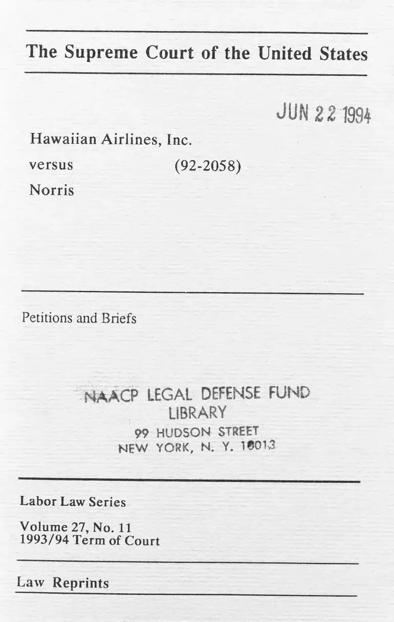 Hawaiian Airlines, Inc. v. Morris Petitions and Briefs preview