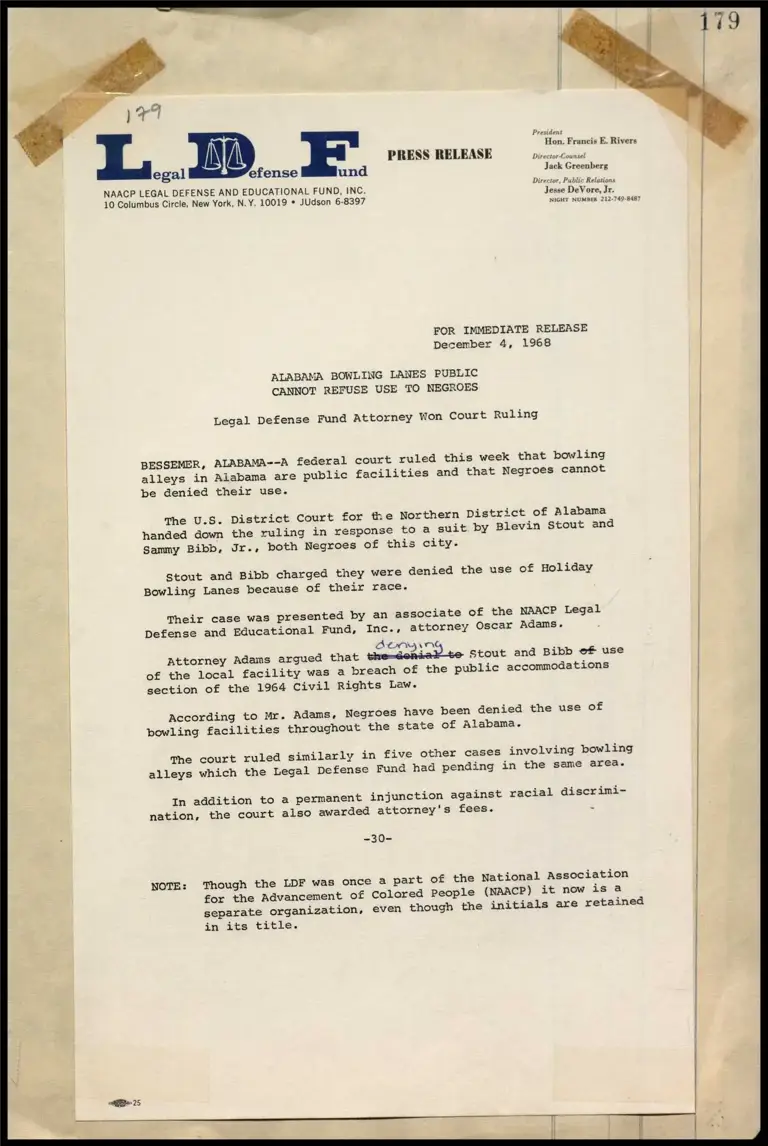 Alabama Bowling Lanes Public- Cannot Refuse Use to Negroes preview