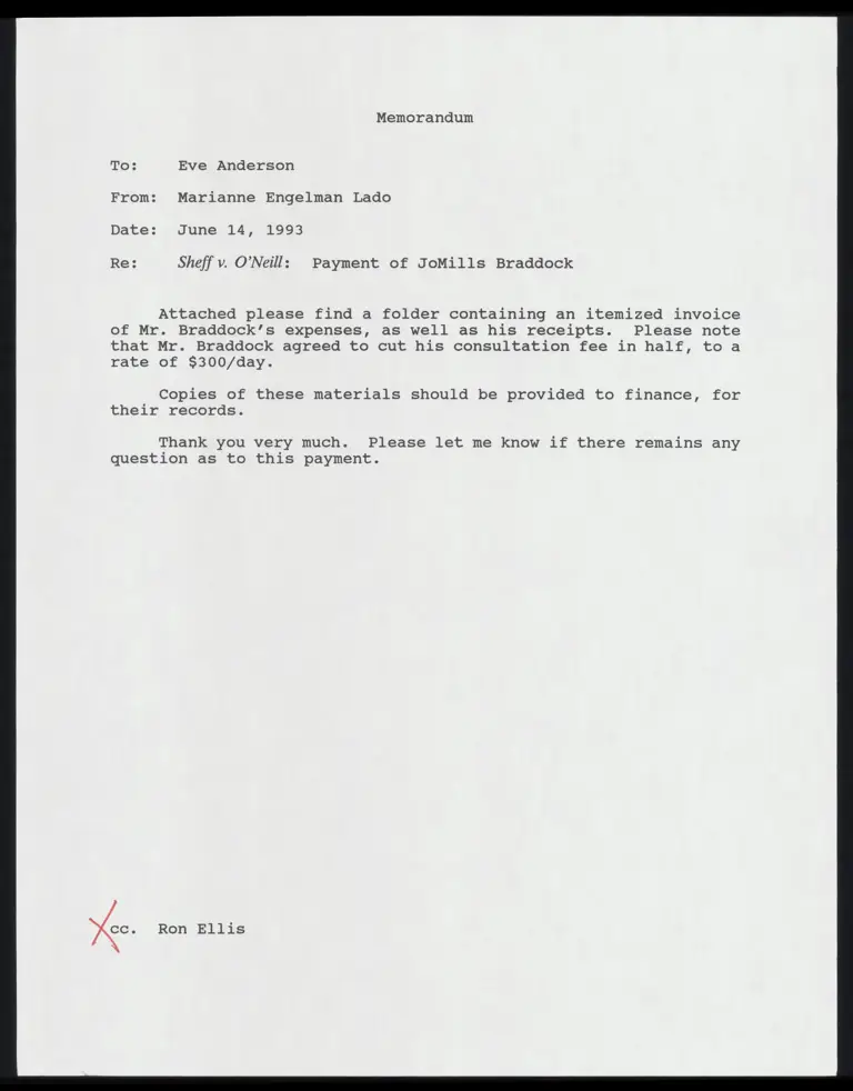 Memo from Lado to Anderson Re: Braddock Payment preview