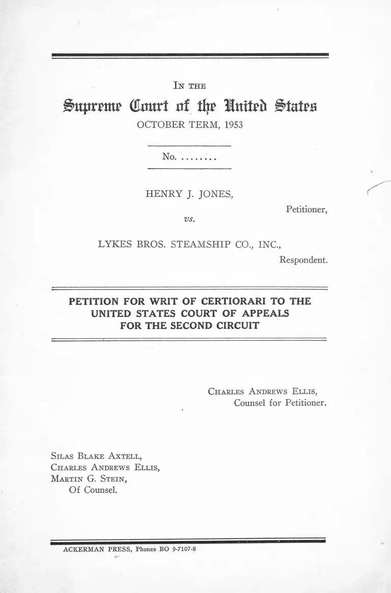 Jones v. Lykes Bros. Steamship Co., Inc. Petition for Writ of Certiorari preview