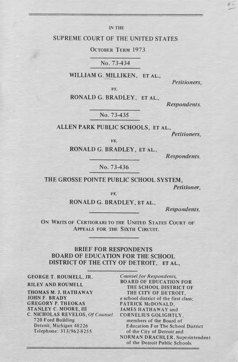 Milliken v. Bradley Brief for Respondents preview