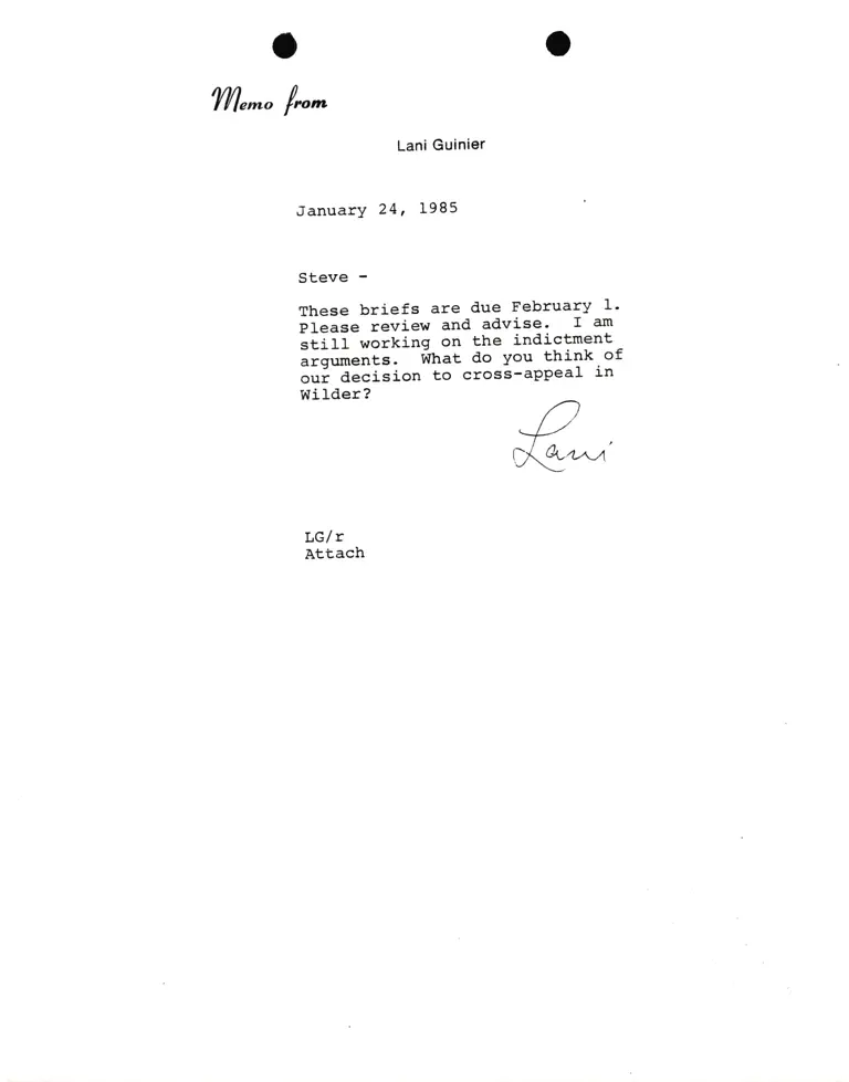 Memorandum from Lani Guinier to Steve preview