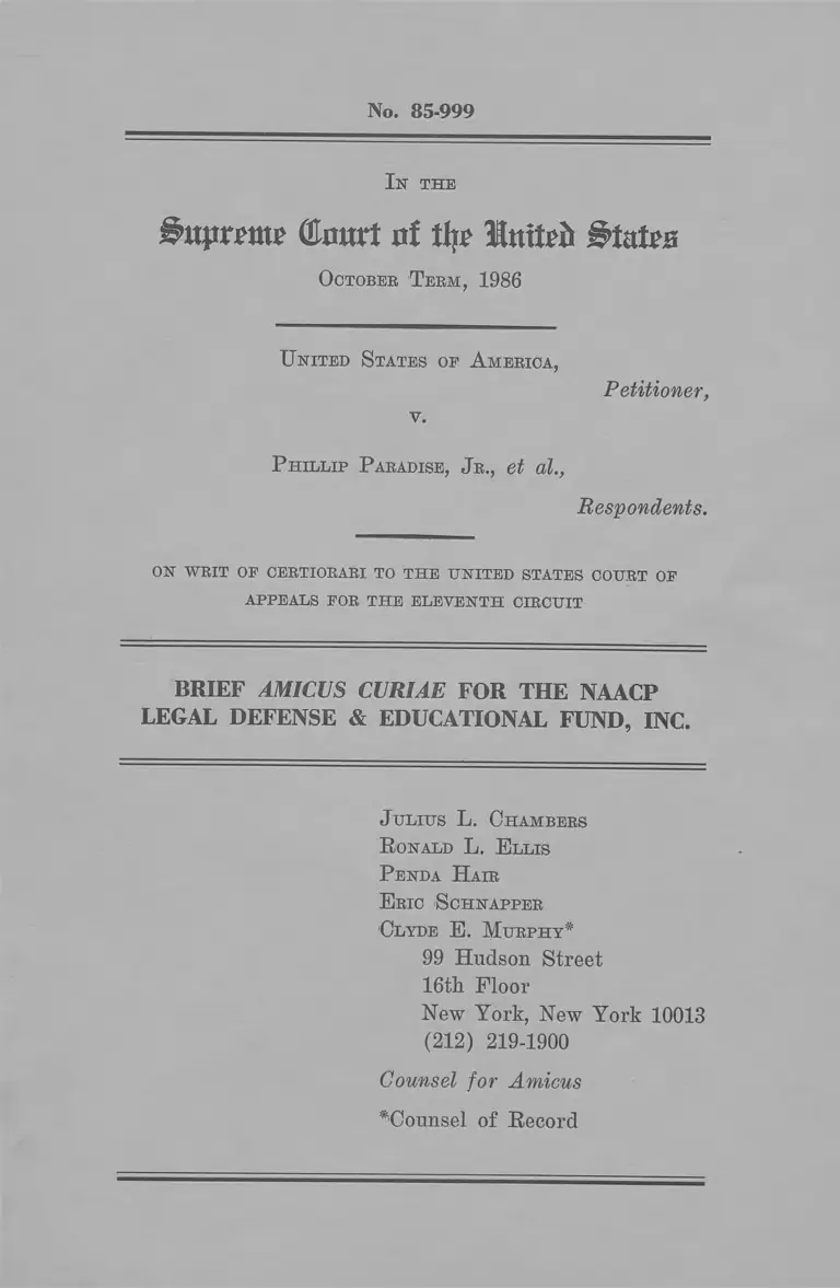 United States v. Paradise, Jr. Brief Amicus Curiae preview