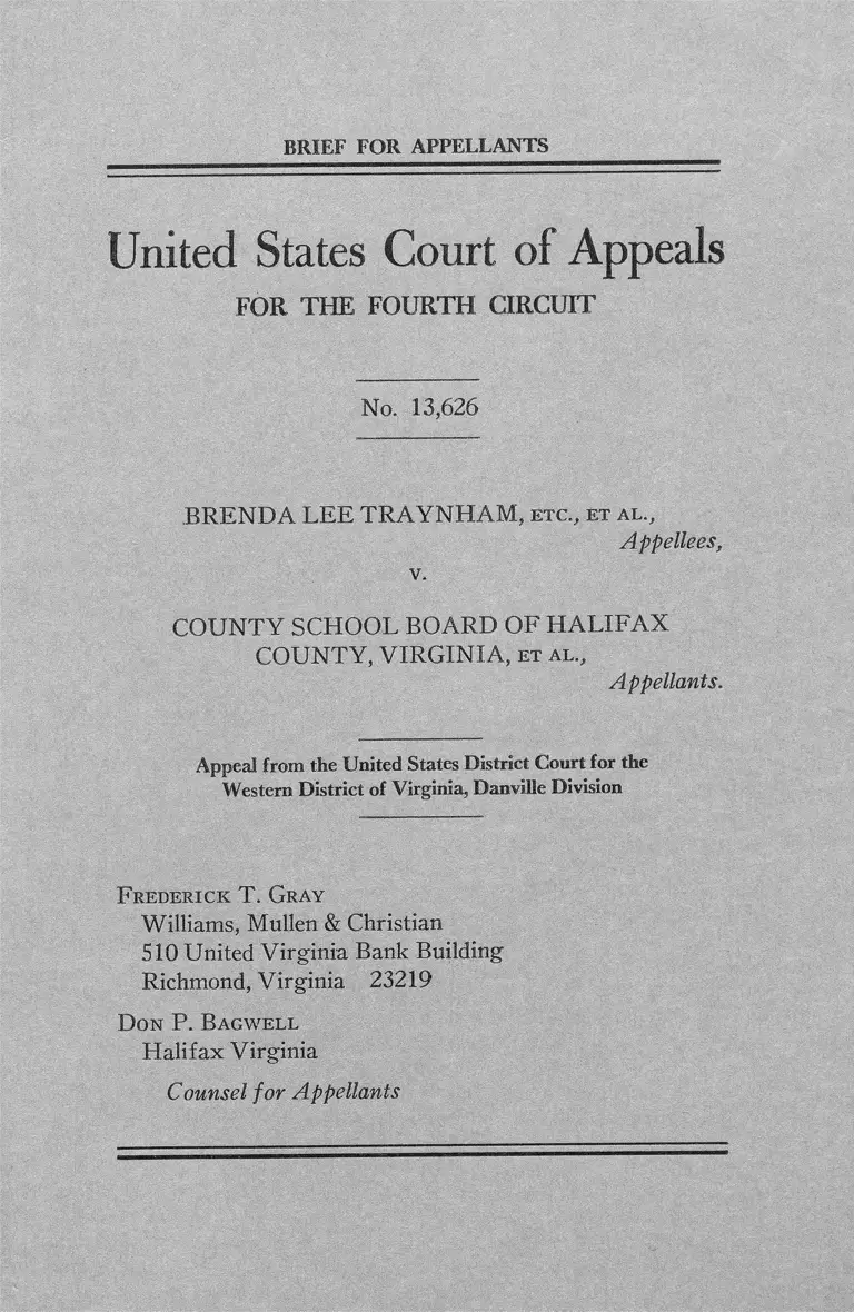 Traynham v. County School Board of Halifax County, Virginia Brief for Appellants preview