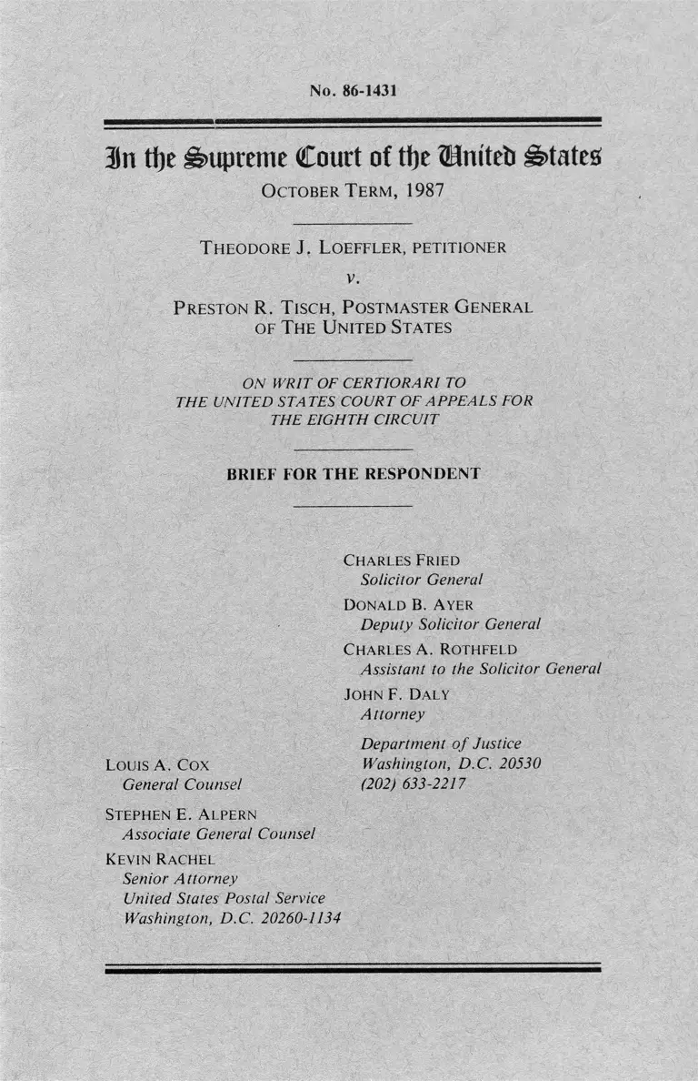 Loeffler v. Tisch Brief for the Respondent preview