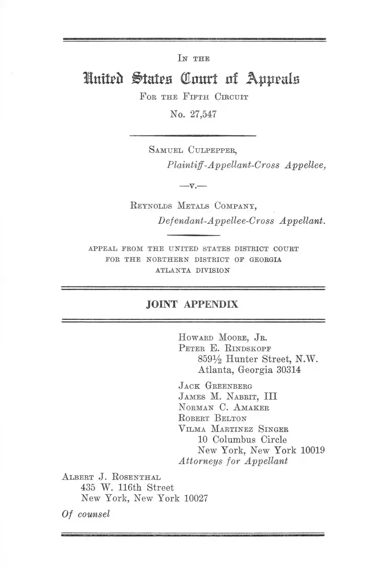 Culpepper v. Reynolds Metal Company Joint Appendix preview
