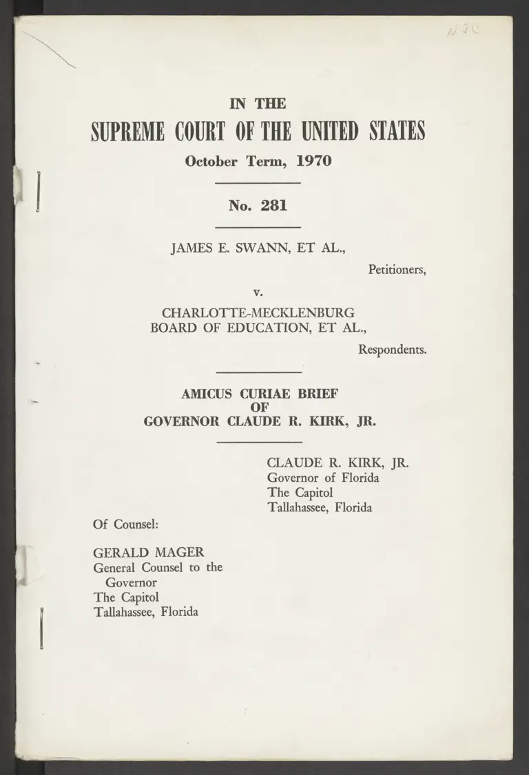 Amicus Curiae Brief of Governor Claude R. Kirk, Jr. preview
